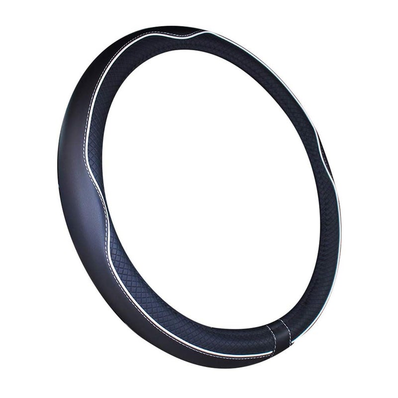 Mayco Bell Large Size Steering Wheel Cover Anti-Slip,Safety,Soft,Breathable,Durable,Full Surround,Comfortable Grip Microfiber Leather (15.5-16 inch, Black White) - Image 2